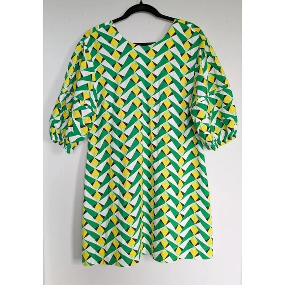 P.A.R.O.S.H. Geometric Poplin Puff Sleeve Dress - Picture 1 of 6